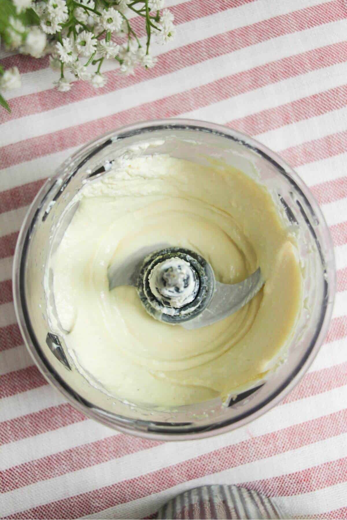 Cream cheese, cottage cheese and seasoning blitzed into a smooth dip in a small food chopper.