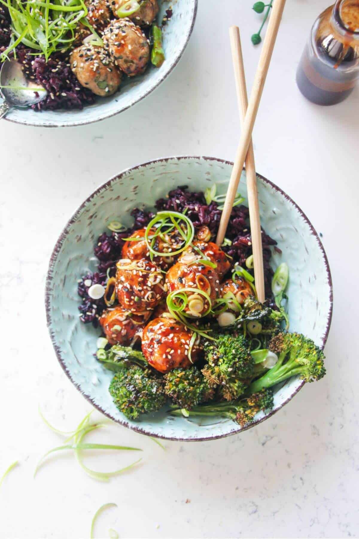 Sticky Asian Style Gochujang Chicken Meatballs