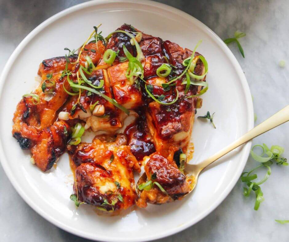 Baked Whole Halloumi with Apricots and Honey