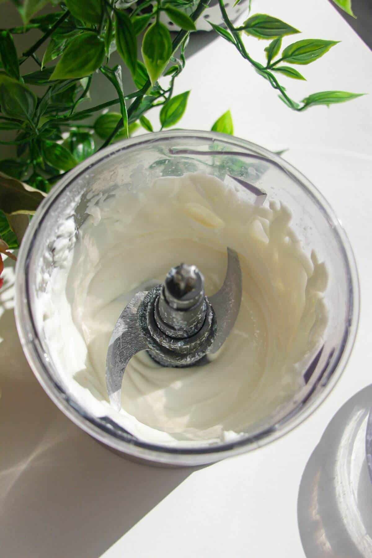 Whipped cottage cheese in a blender.
