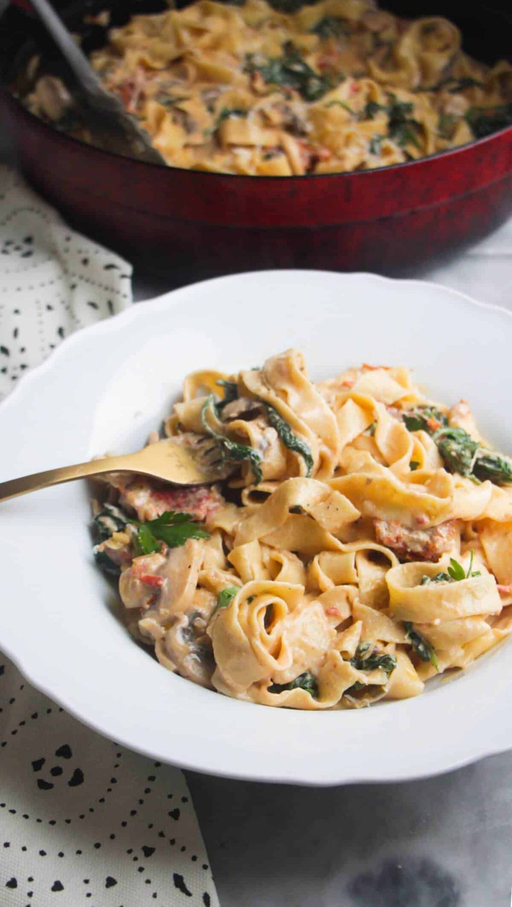Creamy Mushroom Fettuccine Alfredo with Miso