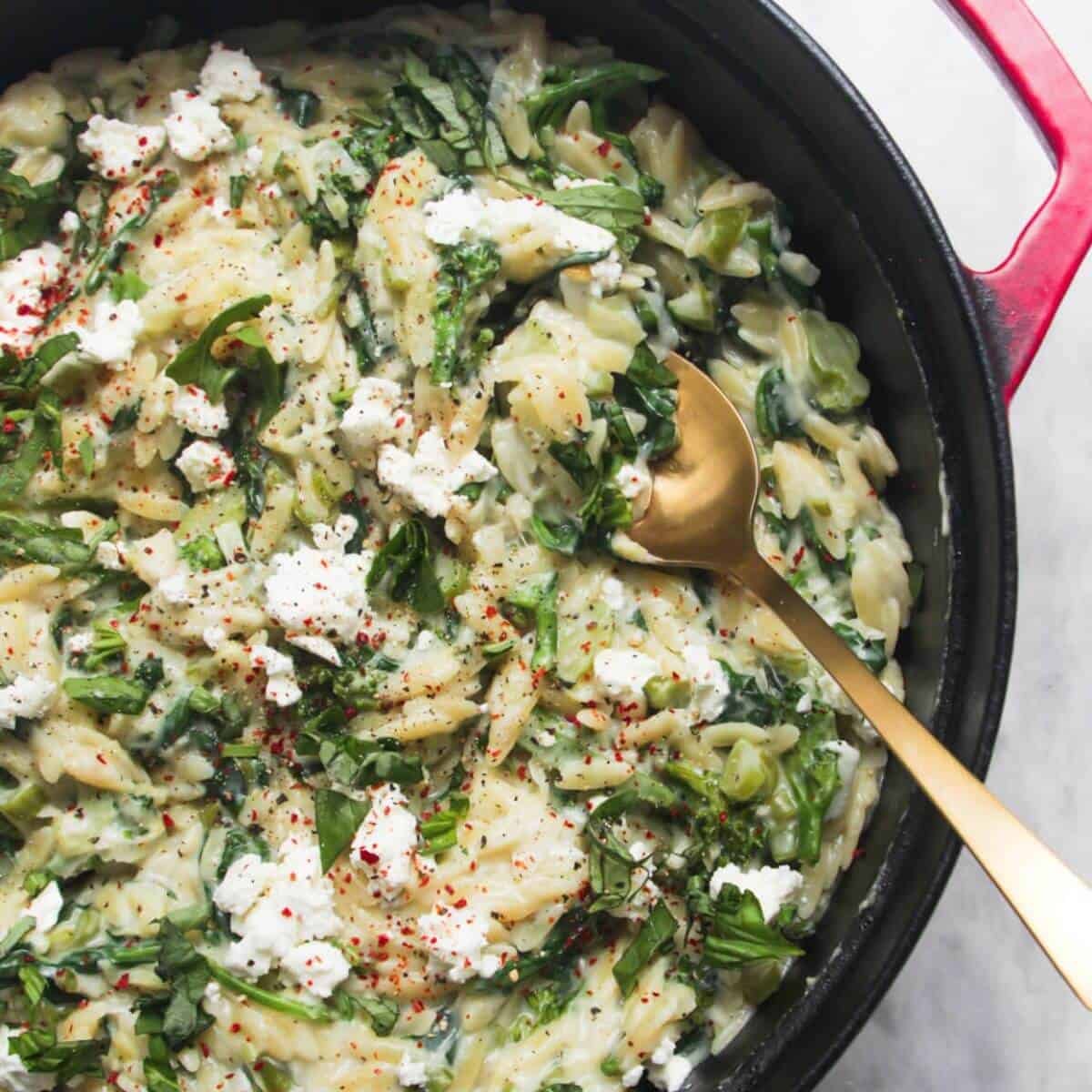 Creamy Spinach and Feta One Pot Orzo