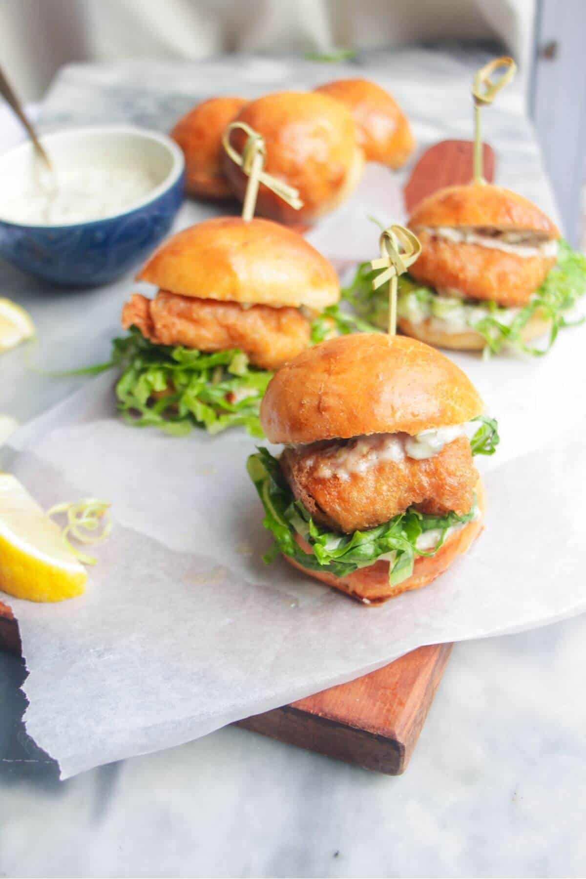 Crispy Beer Battered Fish Sliders