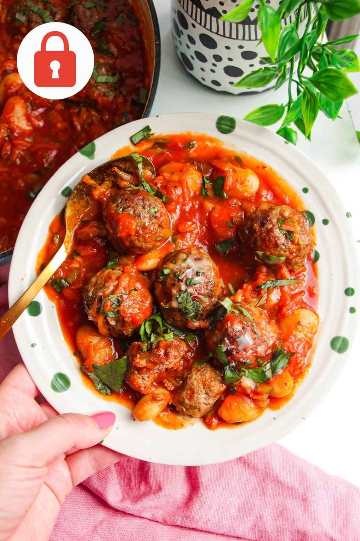 Saucy Beef Meatballs with Butter Beans