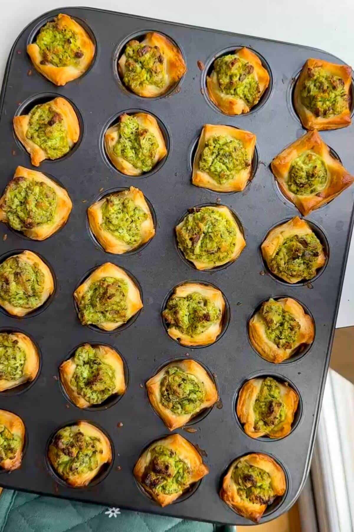 Pesto ricotta cups baked.