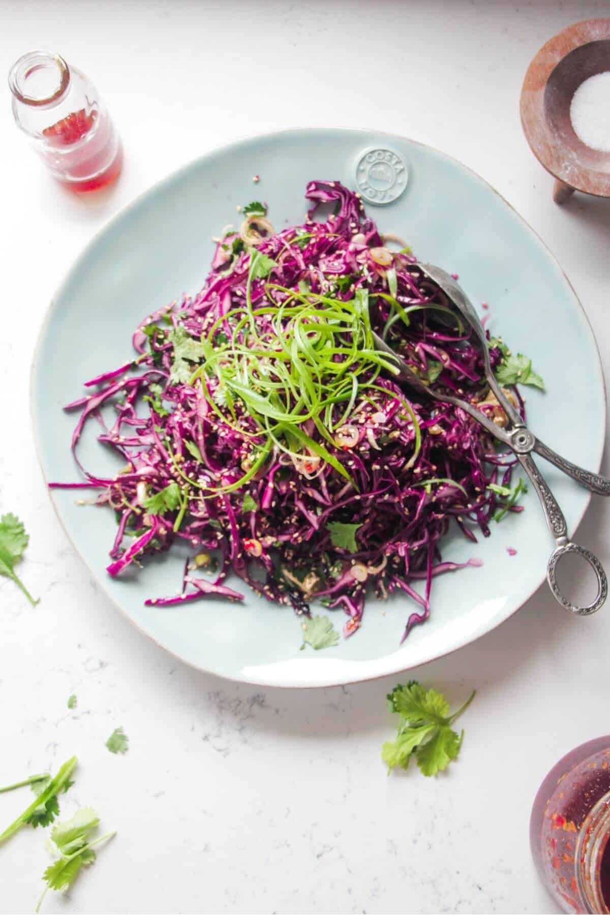 Asian Chopped Cabbage Salad with Sweet Chilli Ginger Dressing
