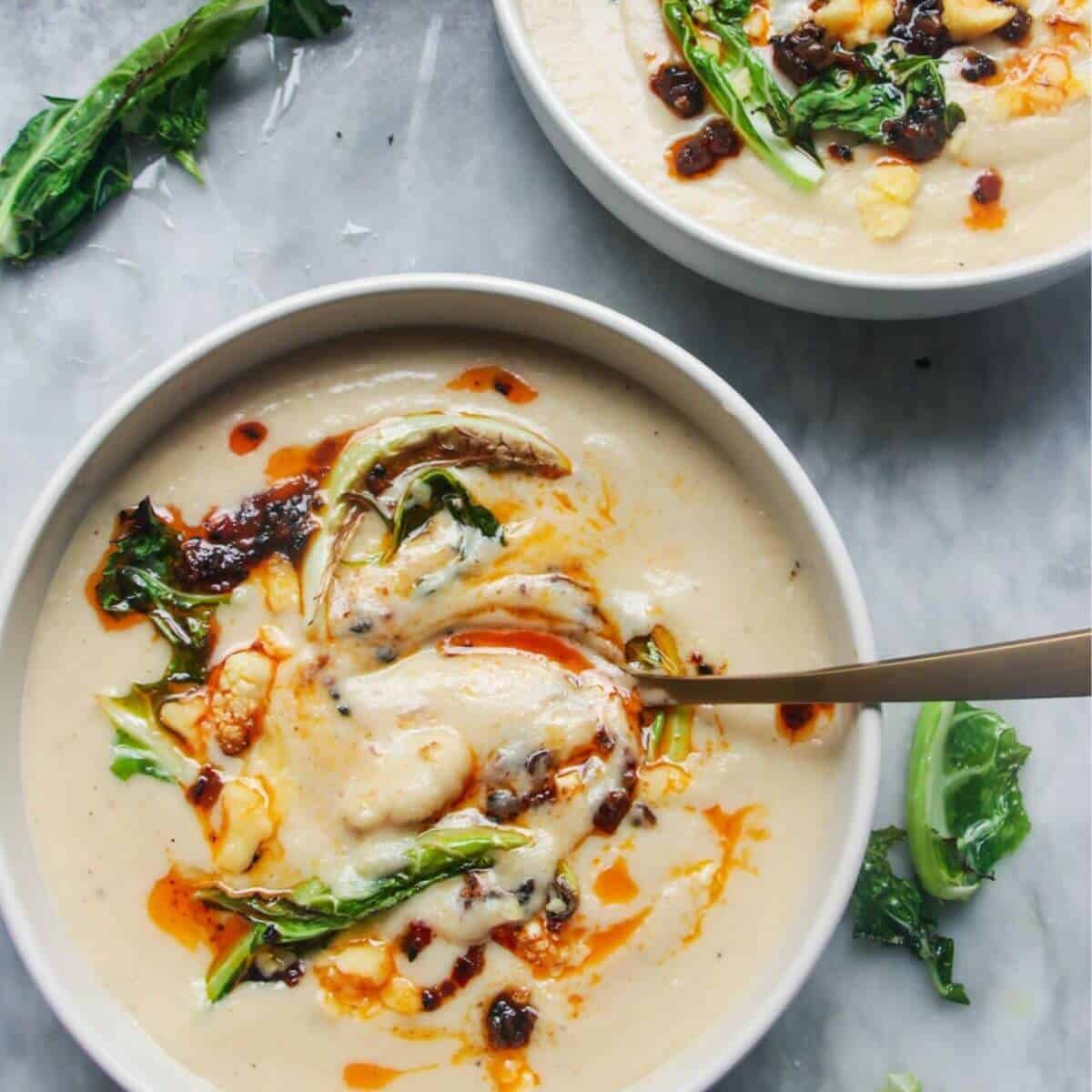 Roasted Cauliflower Cheese Soup (No Cream)
