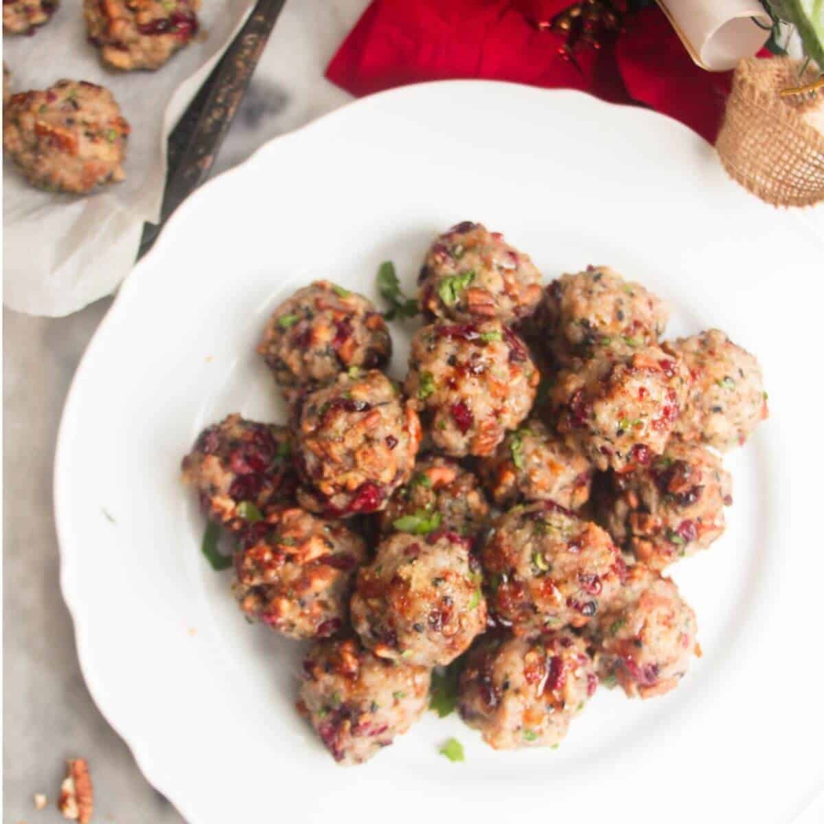 Stuffing Balls with Cranberries and Pecans