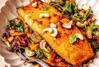 Golden Honey Ginger Salmon with Crisp Slaw