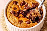 Gooey Chocolate Chip Protein Baked Oats