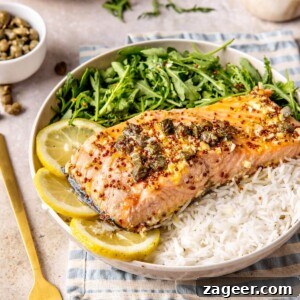 8-Minute Zesty Garlic Broiled Salmon with Capers