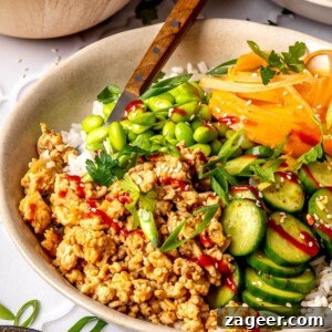 Asian-Inspired Honey Ginger Ground Chicken Bowls