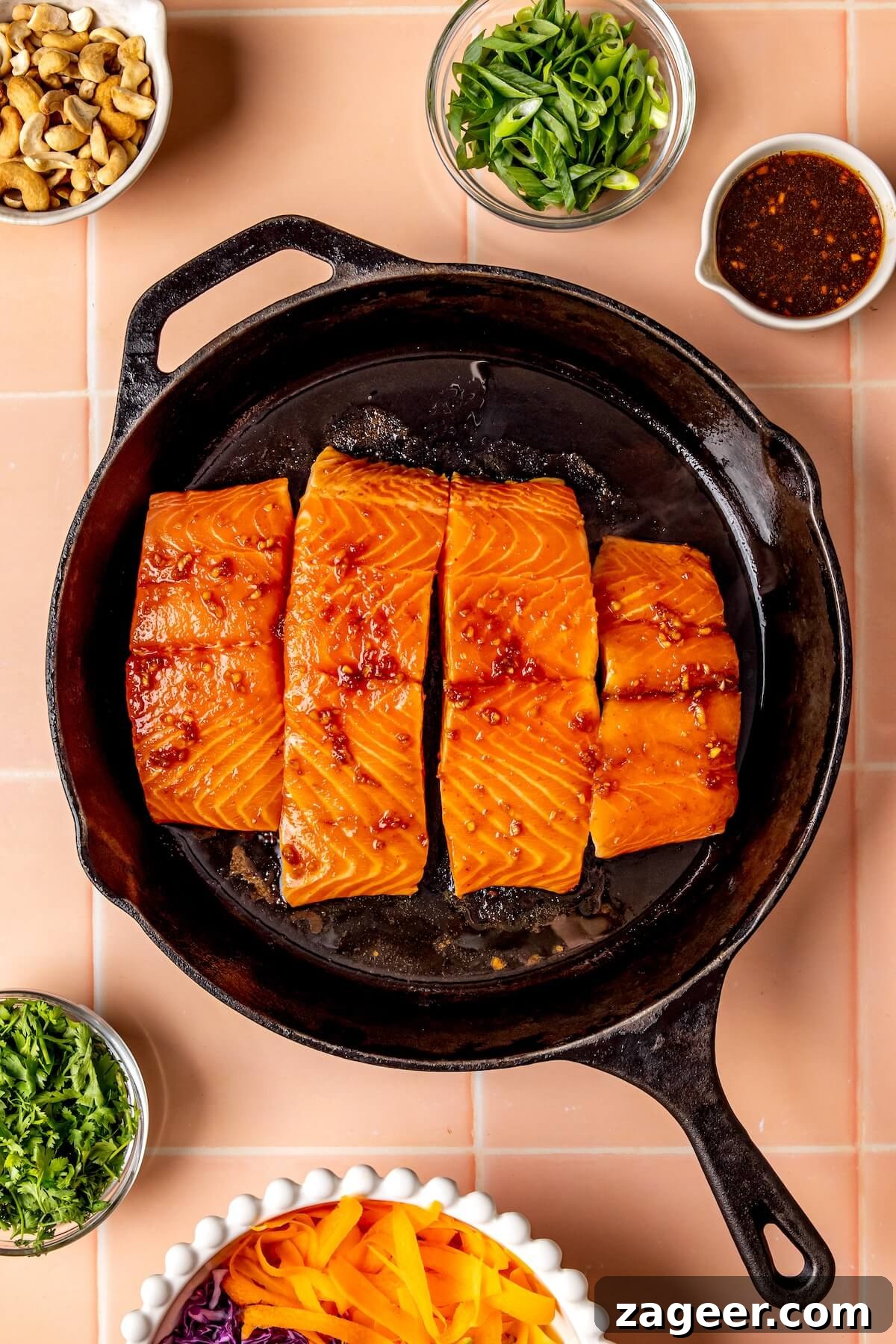 Golden Honey Ginger Salmon with Crisp Slaw 11 How to Make Ginger and Honey Glazed Salmon and Slaw Step 2 - Olivia Adriance