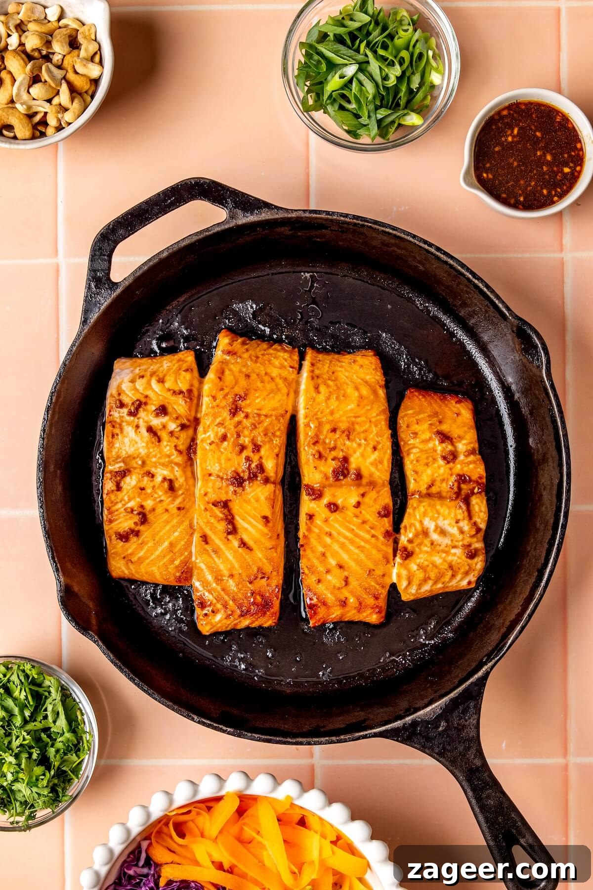 Golden Honey Ginger Salmon with Crisp Slaw 12 How to Make Ginger and Honey Glazed Salmon and Slaw Step 4 - Olivia Adriance