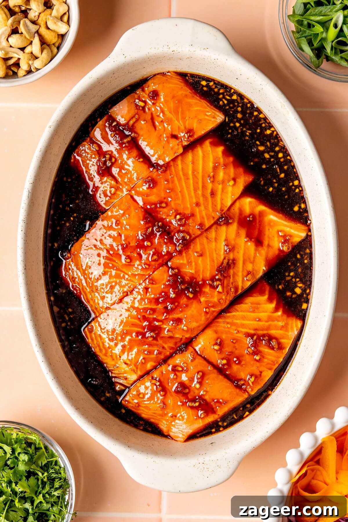 Golden Honey Ginger Salmon with Crisp Slaw 10 How to Make Ginger and Honey Glazed Salmon and Slaw Step 2 - Olivia Adriance