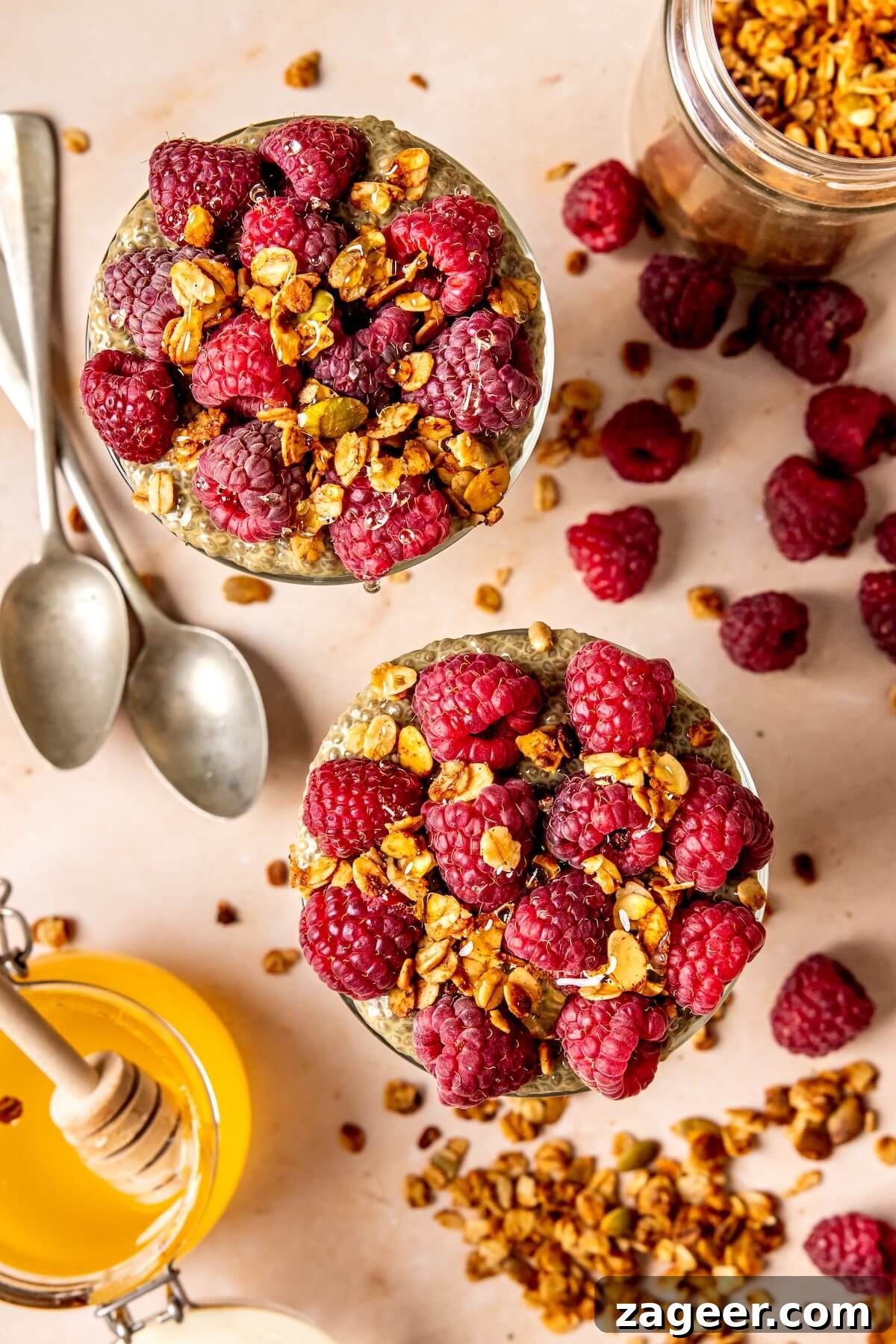 Mixing ingredients for Matcha Chia Seed Pudding - Olivia Adriance