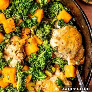Skillet Chicken and Butternut Squash with Kale