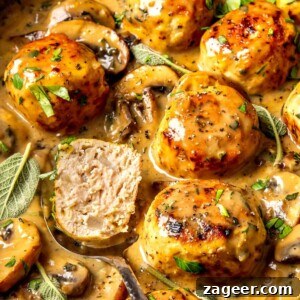 Turkey Meatballs in Creamy Mushroom Sage Gravy (Dairy-Free, Gluten-Free)