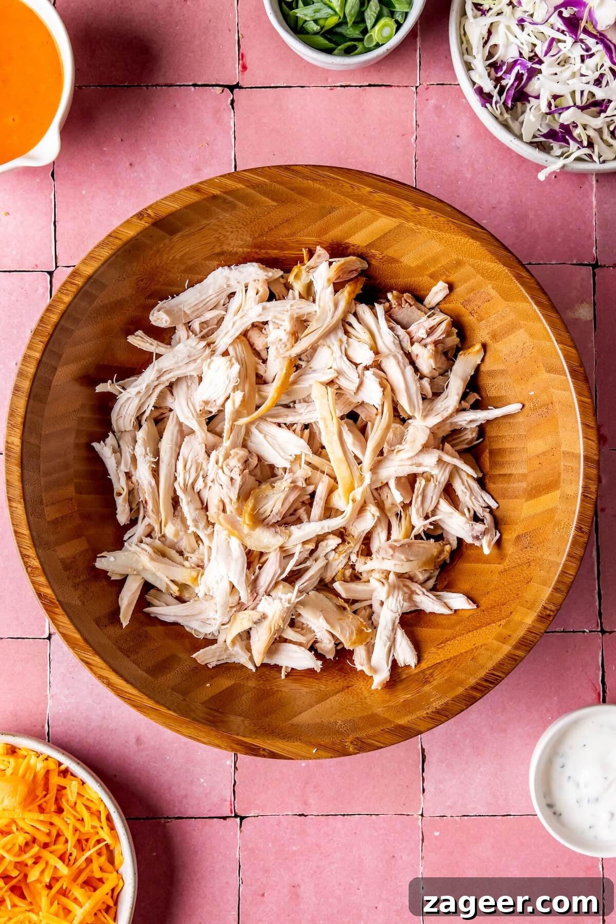 Buffalo Kick Pulled Chicken Salad 7 How to Make Buffalo Pulled Chicken Salad Step 1 - Olivia Adriance