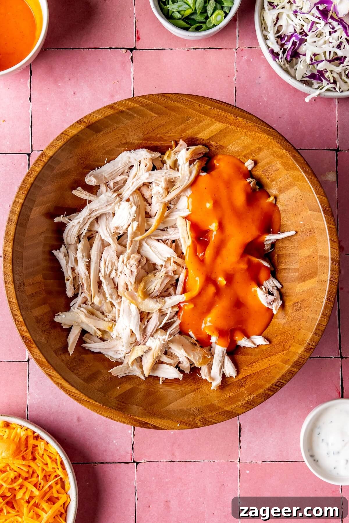 Buffalo Kick Pulled Chicken Salad 8 How to Make Buffalo Pulled Chicken Salad Step 2 - Olivia Adriance