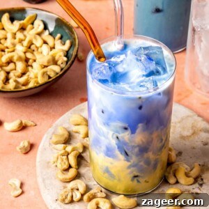 Blue Spirulina Iced Matcha Latte with Homemade Cashew Milk - Olivia Adriance