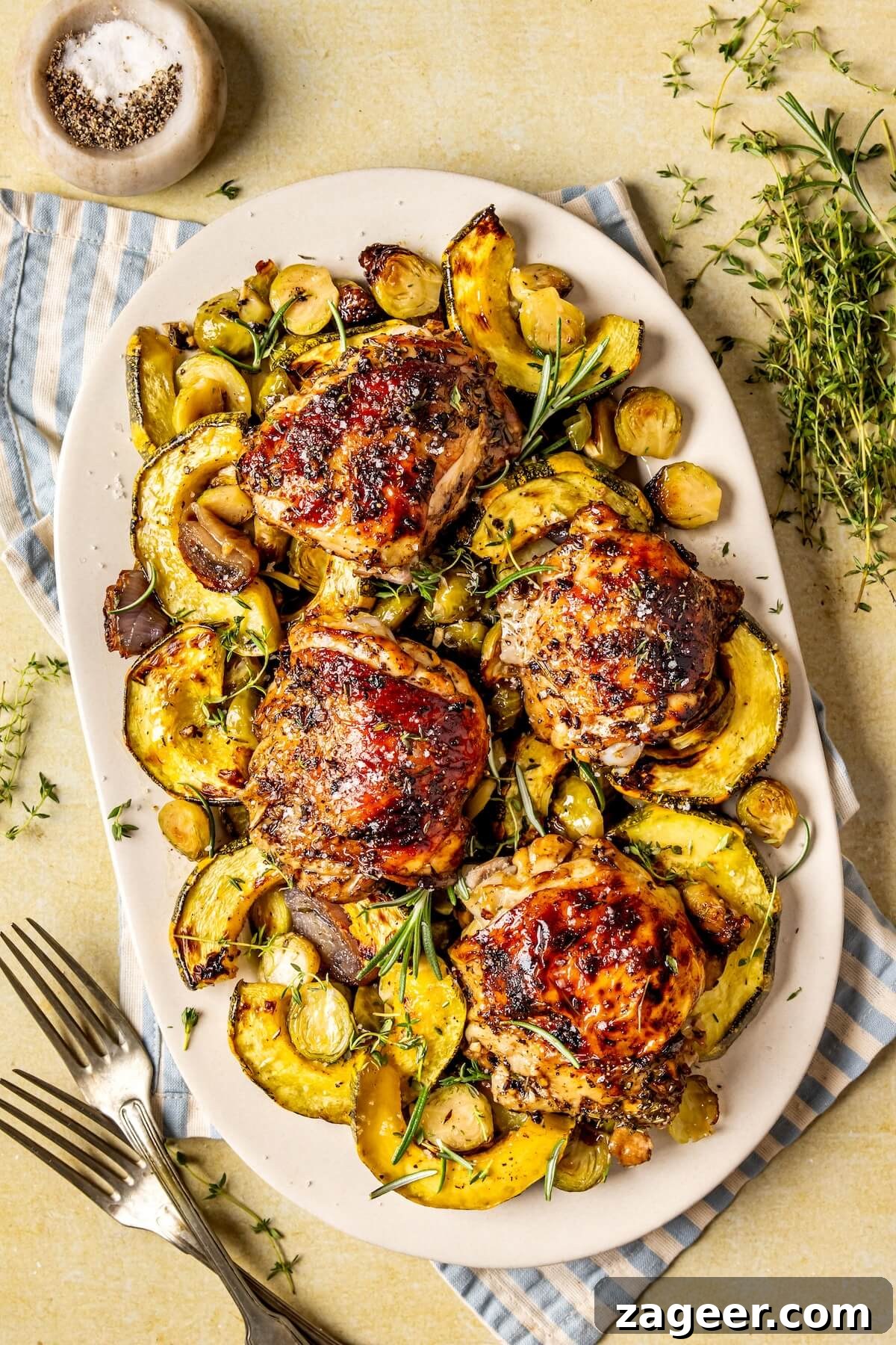One-Pan Fall Chicken Feast 3 Sheet Pan Harvest Chicken and Roasted Veggies with Balsamic Glaze