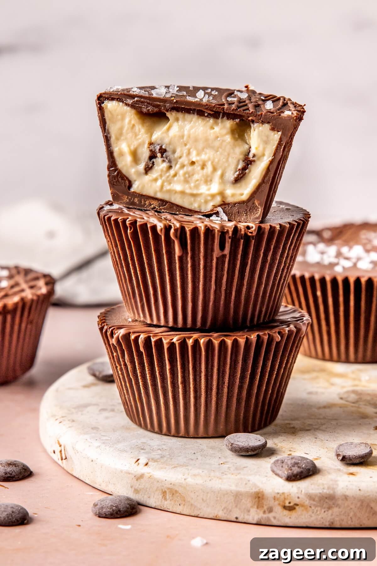 A close-up of a Cookie Dough Protein Yogurt Cup, highlighting its texture and chocolate chips.