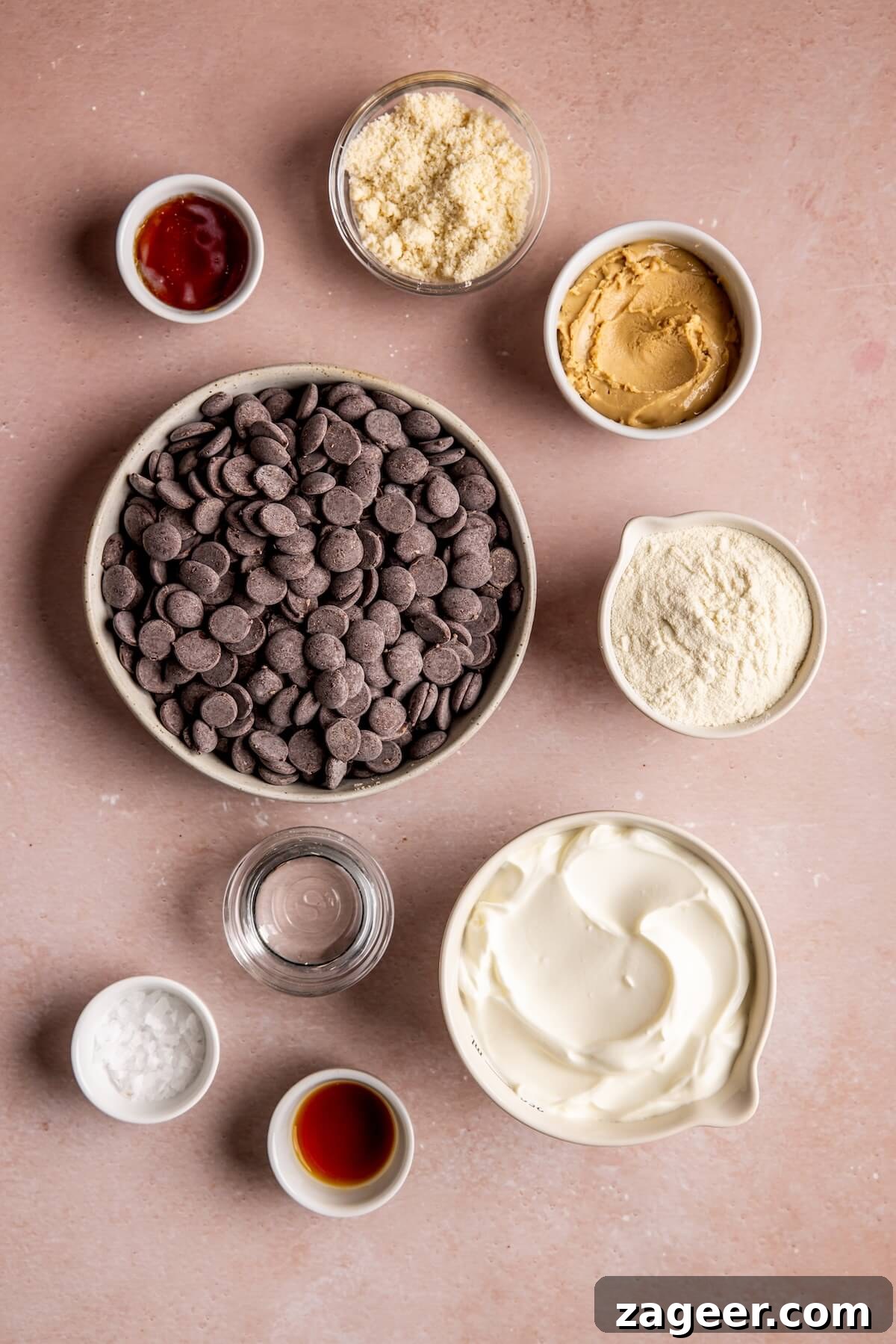 Ingredients laid out for Cookie Dough Protein Yogurt Cups