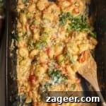 Baked Boursin gnocchi in an oven dish.
