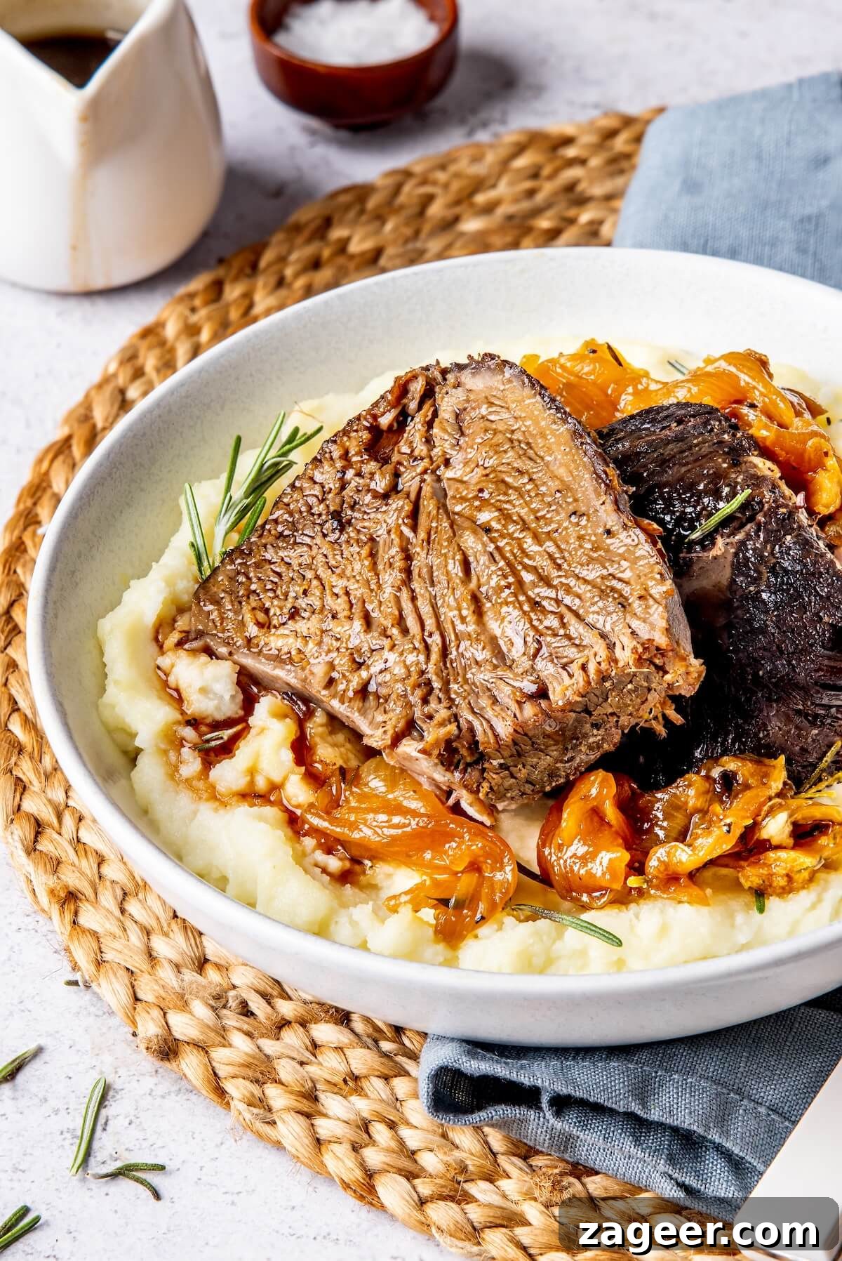 Tender Chuck Roast with Savory Au Jus 6 Close-up of Fresh Rosemary and Thyme for Roasting