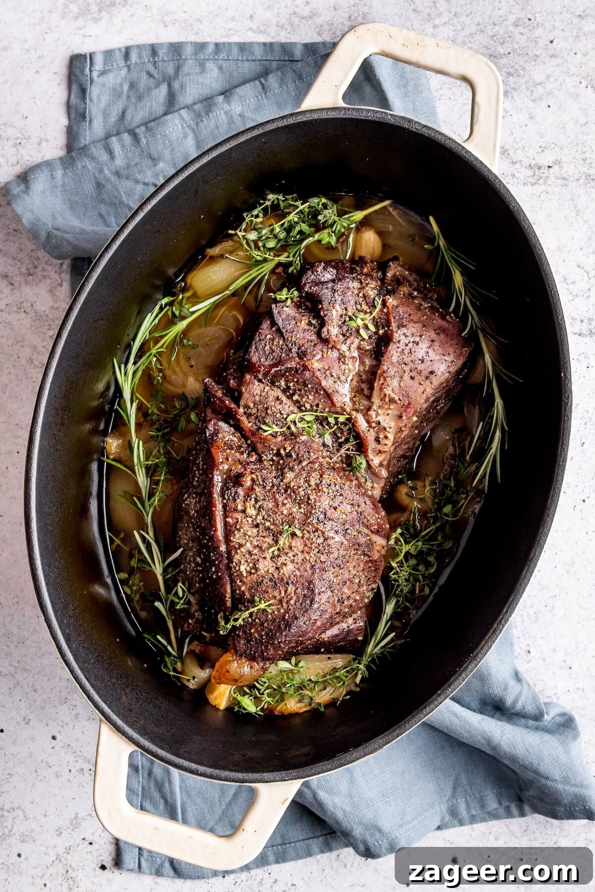 Tender Chuck Roast with Savory Au Jus 10 Adding Rosemary and Thyme to Pot Roast