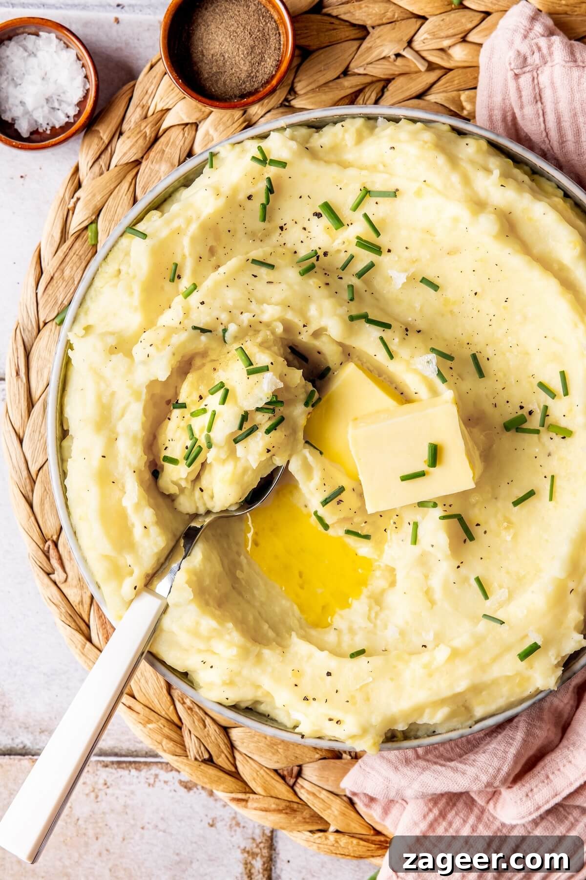 Deliciously creamy Dairy-Free Mashed Sweet Potatoes, garnished and ready to serve