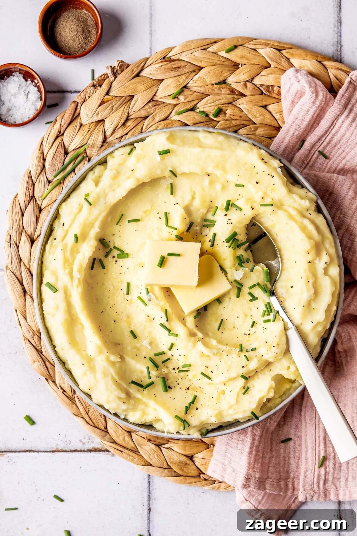 Close-up of fluffy Dairy-Free Mashed Sweet Potatoes in a serving bowl
