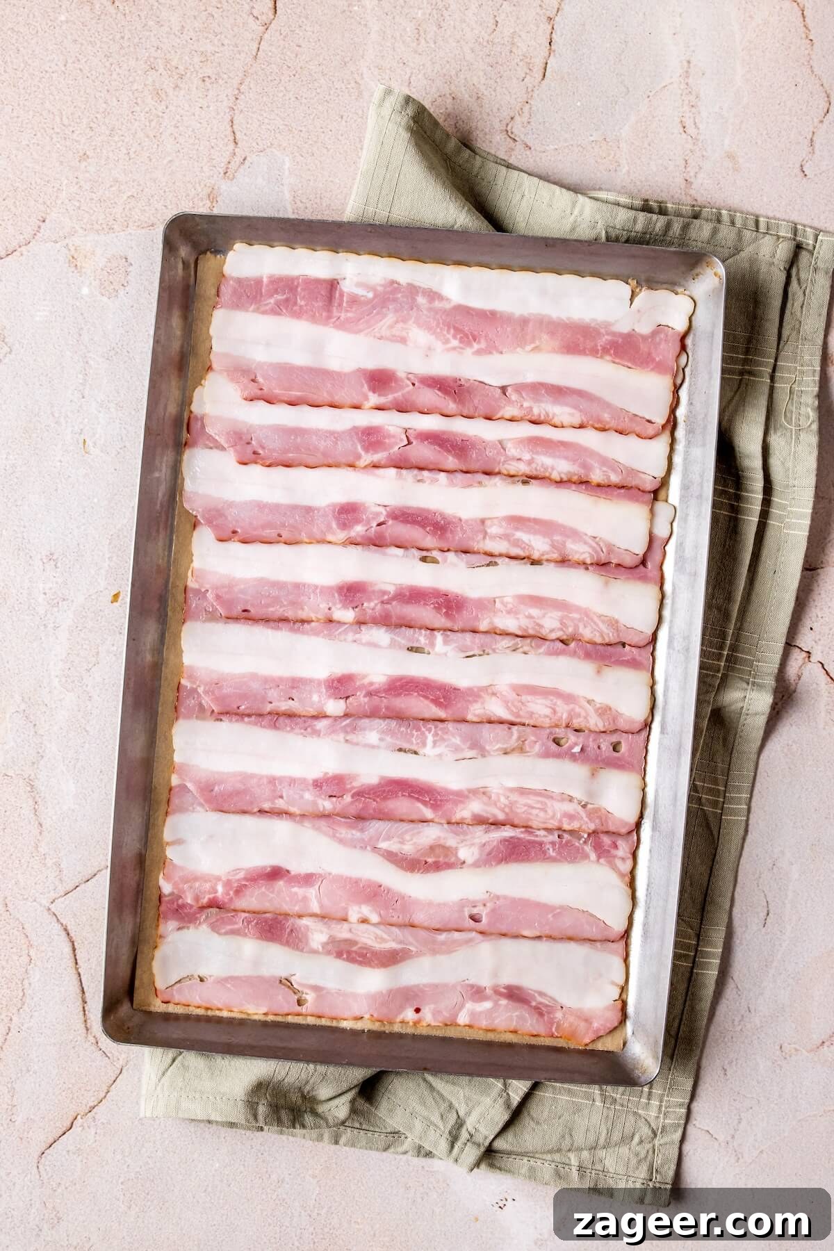 Loaded Green Goddess Chicken Bacon Ranch Wraps 8 Step 1: Baking bacon on a parchment-lined sheet