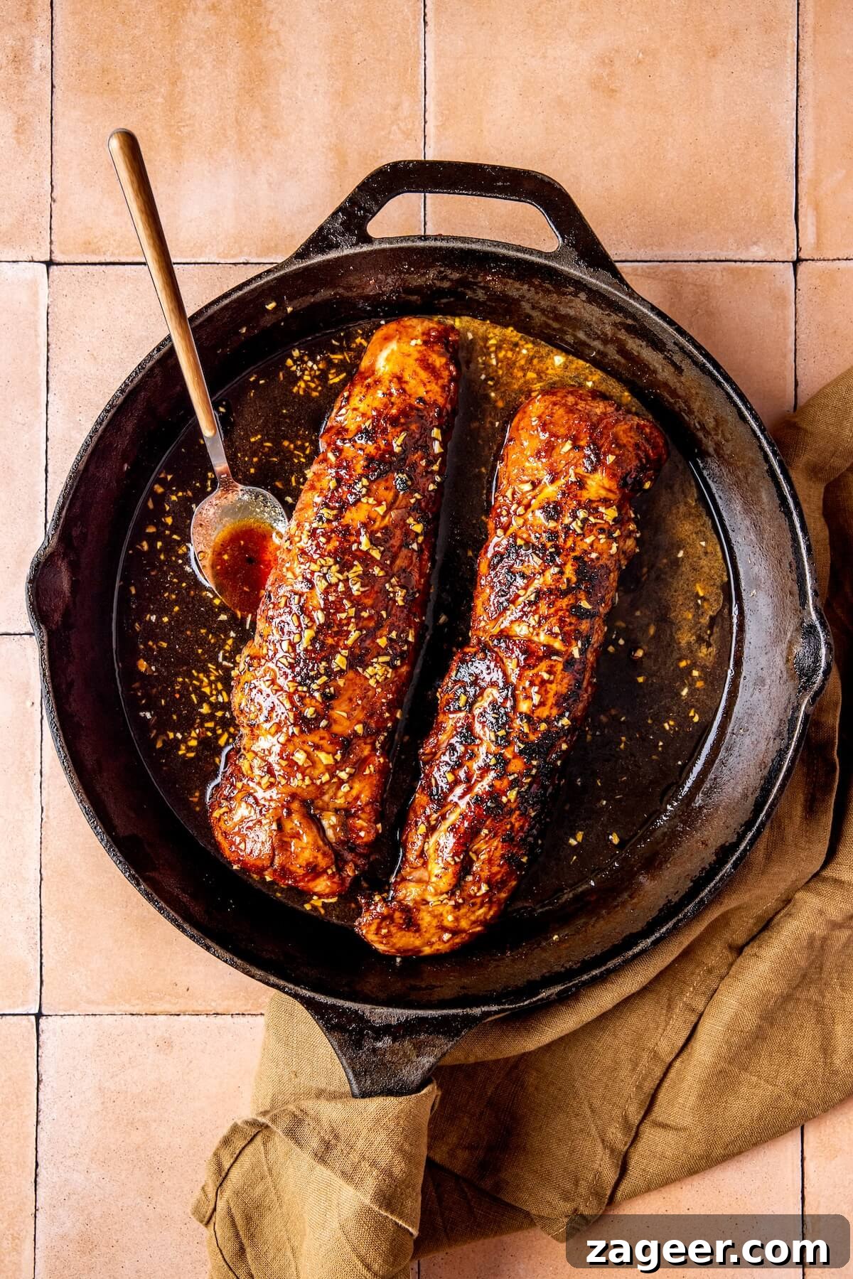 Smoky Coffee Rubbed Pork Tenderloin with Sweet Honey Garlic Glaze 11 How to Make Coffee Rubbed Pork Tenderloin Step 6 - Olivia Adriance