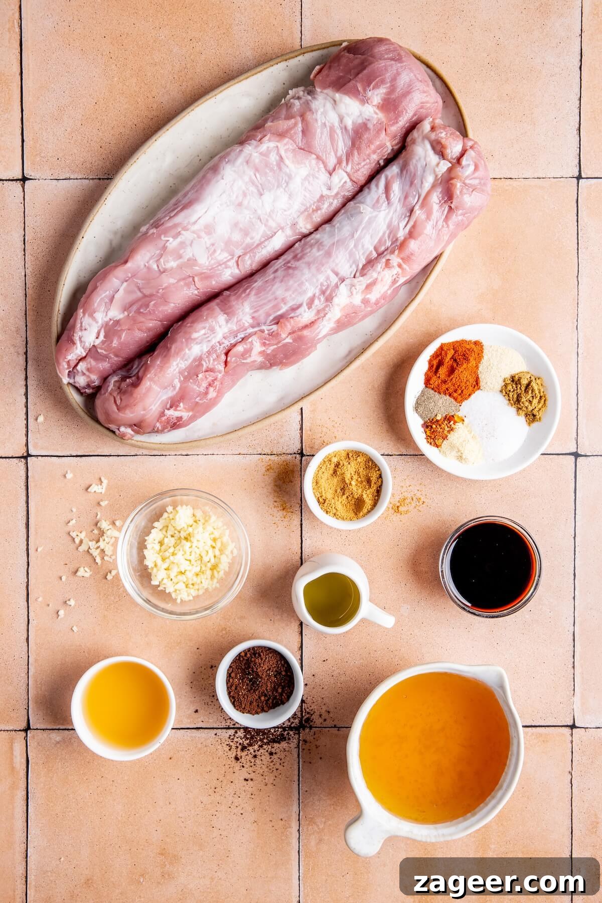 Smoky Coffee Rubbed Pork Tenderloin with Sweet Honey Garlic Glaze 5 Coffee Rubbed Pork Tenderloin Ingredients - Olivia Adriance