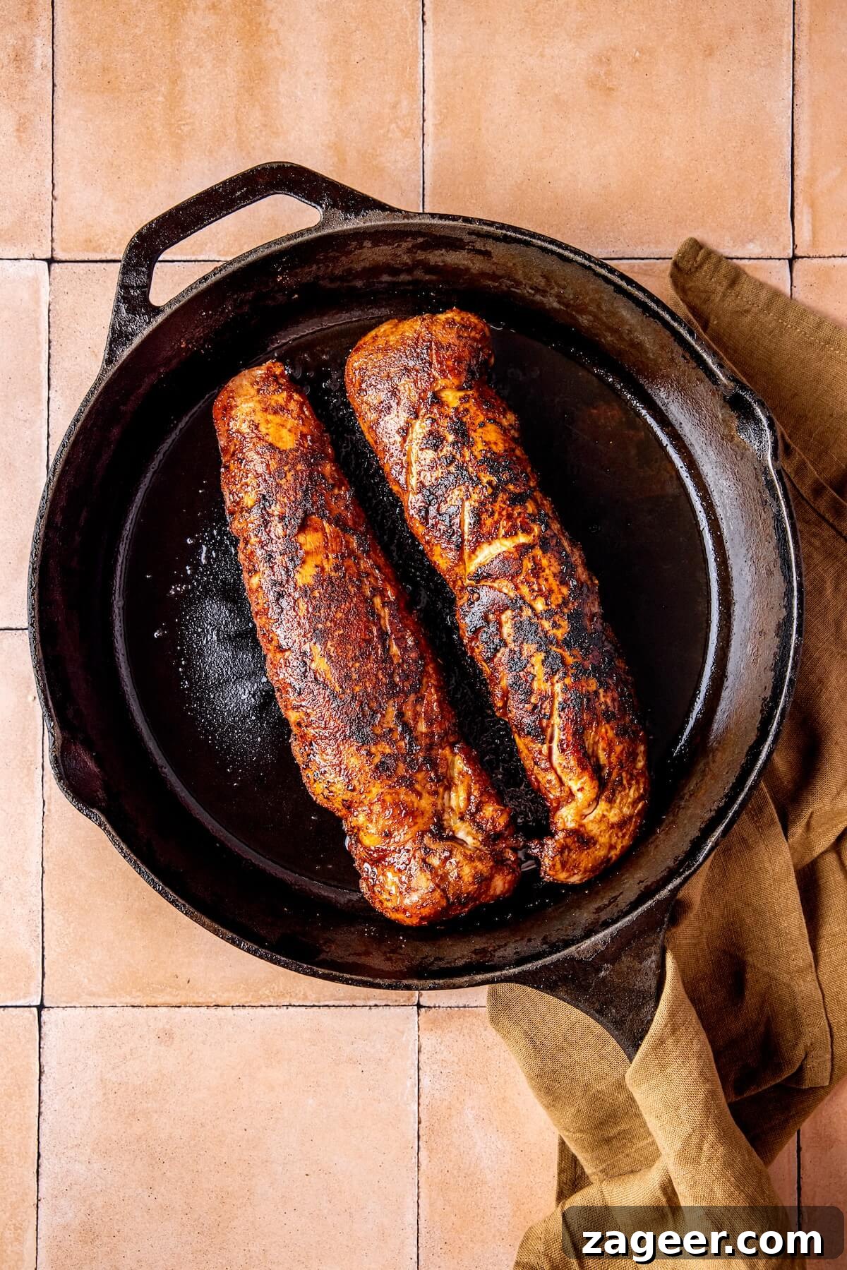 Smoky Coffee Rubbed Pork Tenderloin with Sweet Honey Garlic Glaze 9 How to Make Coffee Rubbed Pork Tenderloin Step 4 - Olivia Adriance