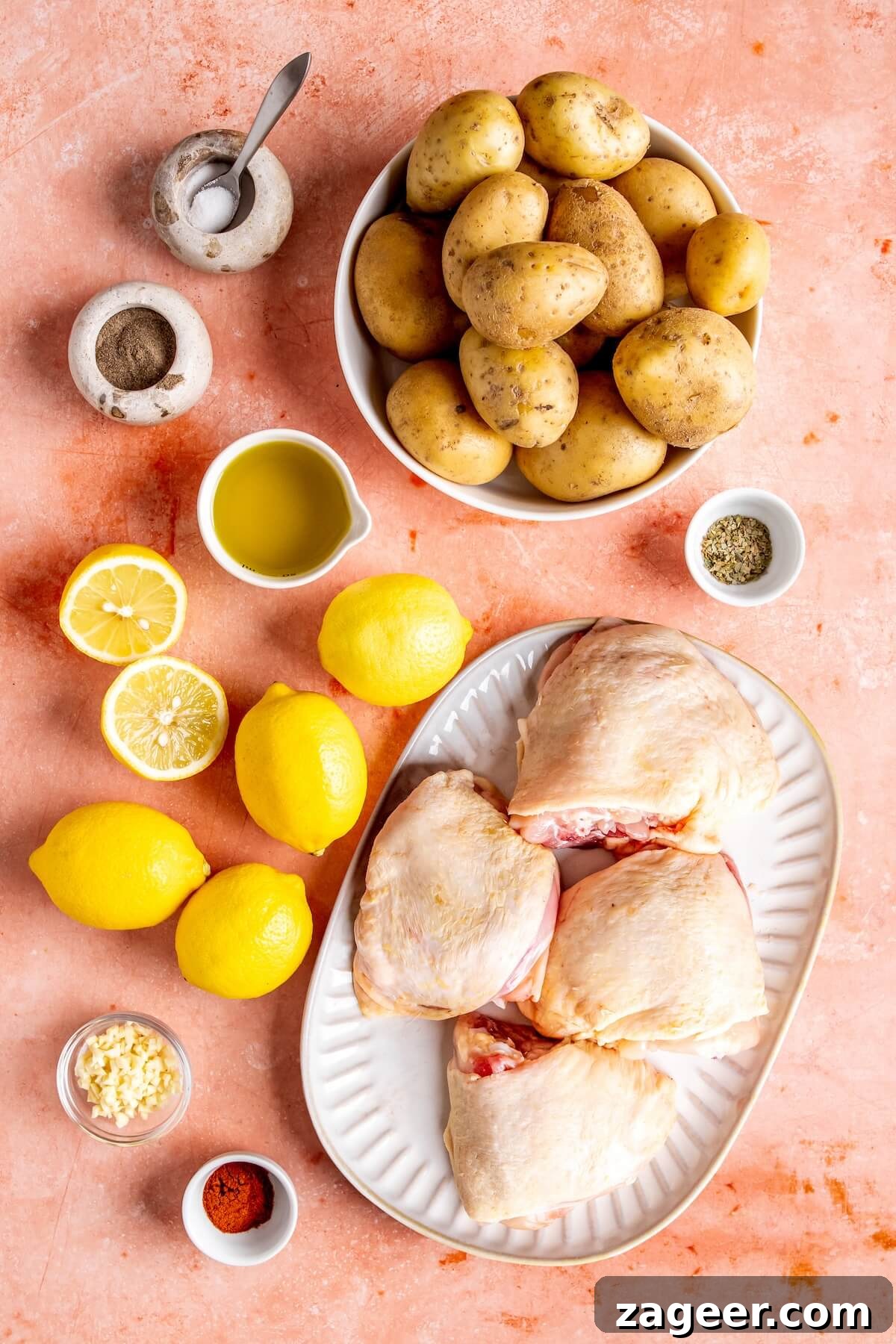 Sheet Pan Lemon Herb Roasted Chicken and Potatoes 6 Ingredients for One Dish Roasted Lemon Herb Chicken and Potatoes - Olivia Adriance