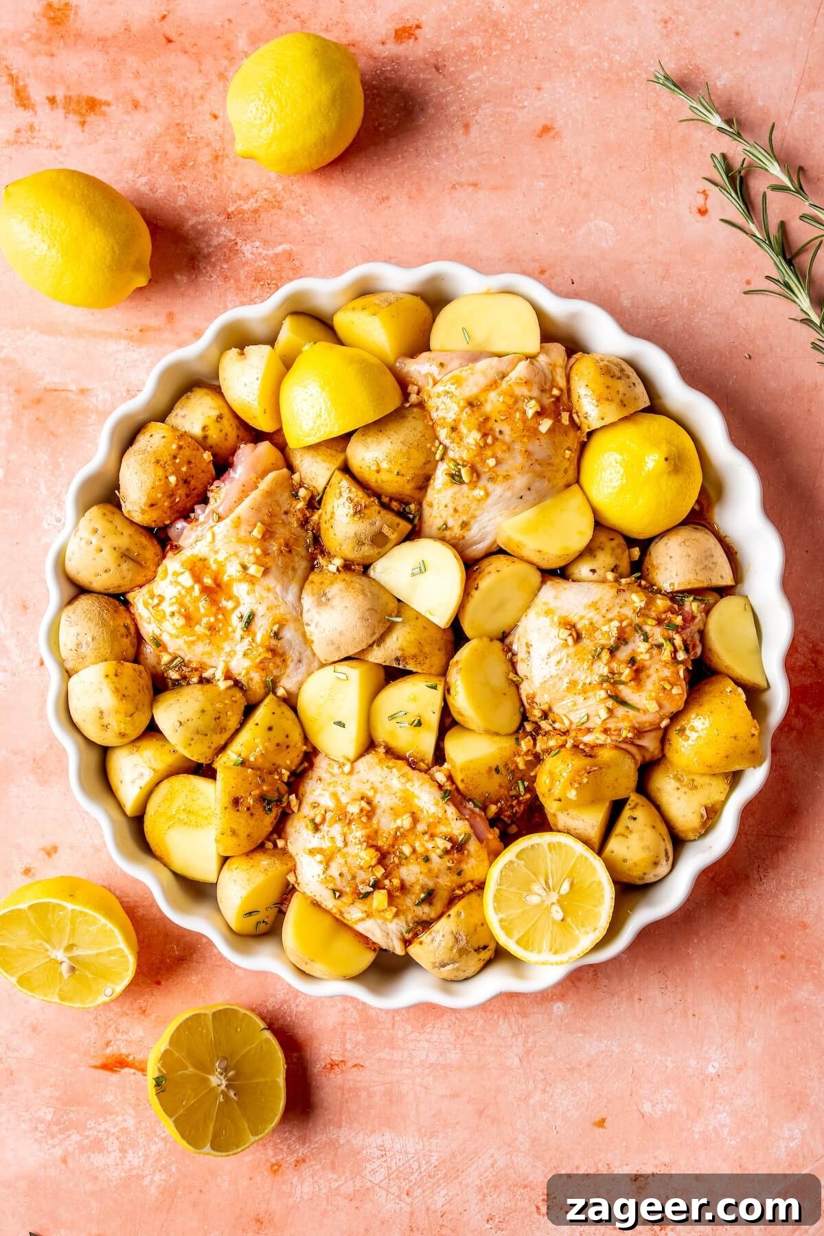 Sheet Pan Lemon Herb Roasted Chicken and Potatoes 9 Roasted lemon herb chicken and potatoes fresh out of the oven