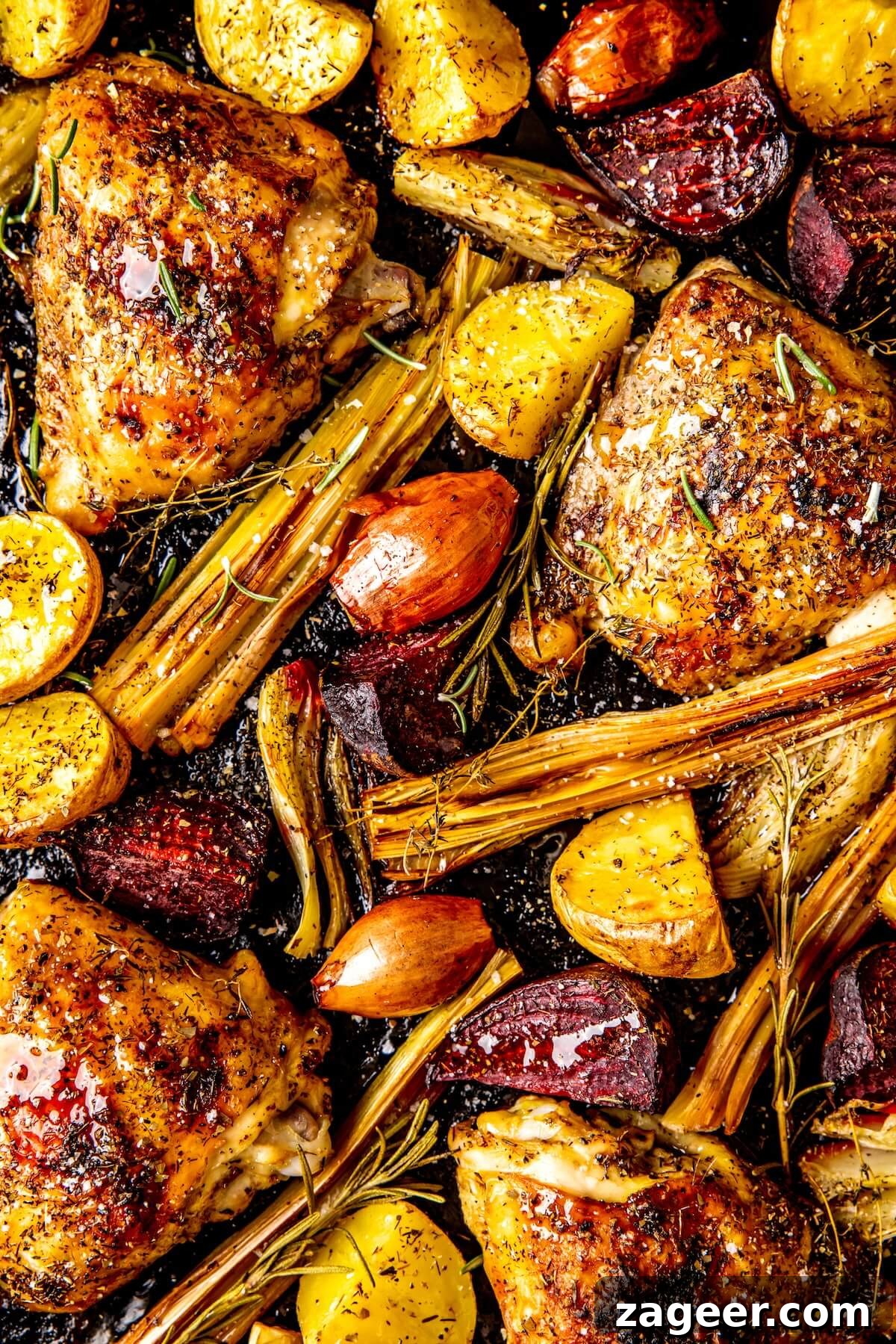 Golden Balsamic Chicken & Root Vegetable Roast 2 Sheet Pan Balsamic Chicken and Root Vegetables - Olivia Adriance