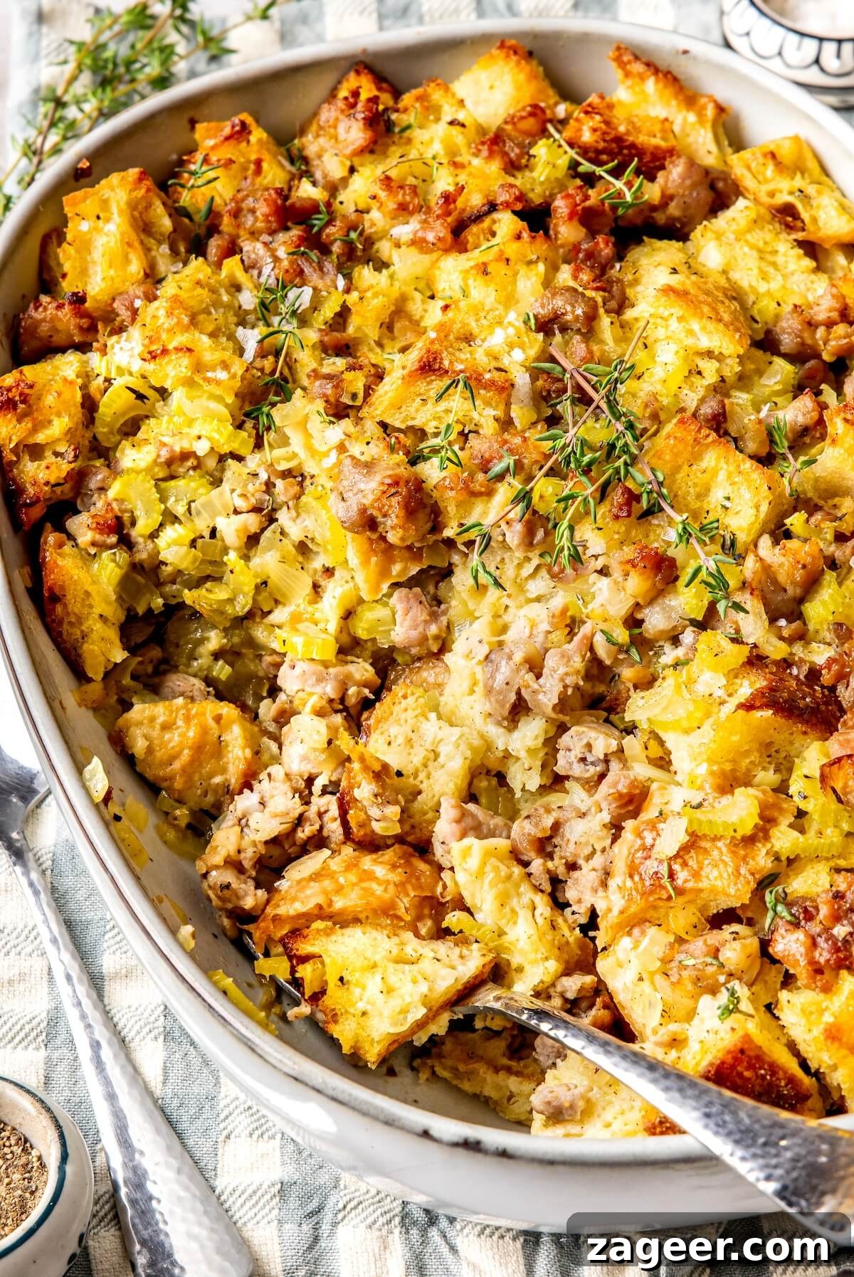 Delicious Dairy-Free Sourdough Stuffing with Sausage for Thanksgiving