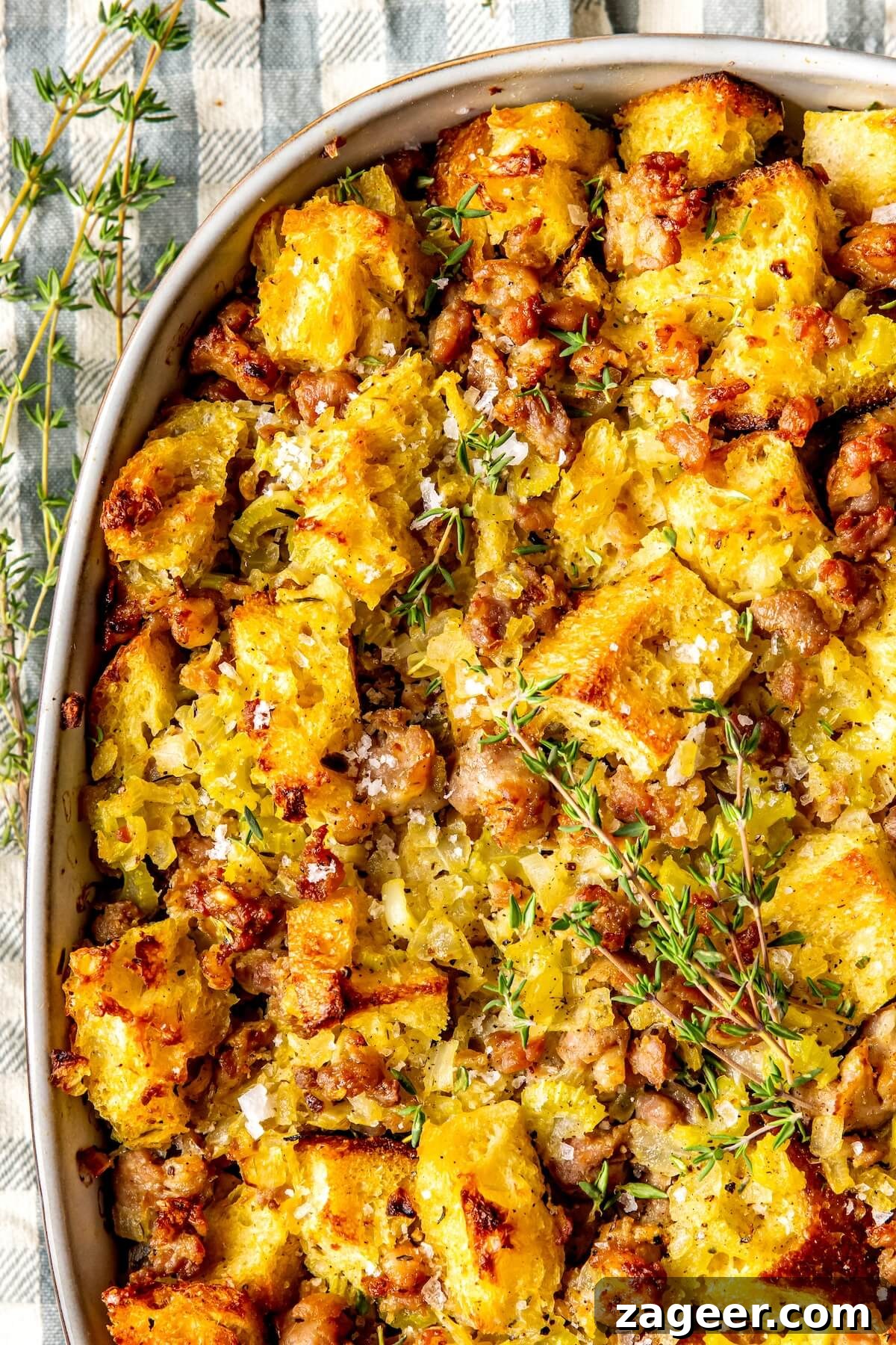 Baked Sourdough Stuffing with Sausage