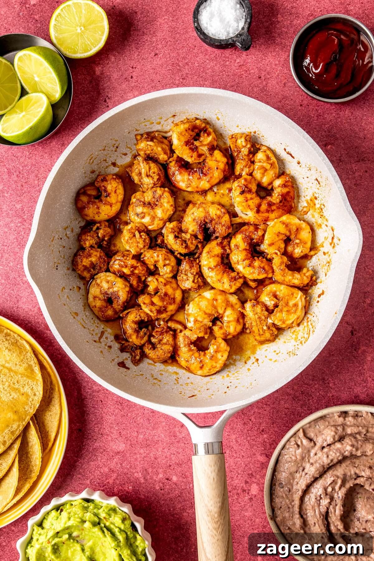 Effortless Shrimp Tostadas 8 Close-up of perfectly cooked and sliced shrimp, ready for assembly