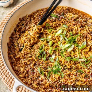 One Pot Ground Mongolian Beef Ramen Noodles - Quick and Flavorful
