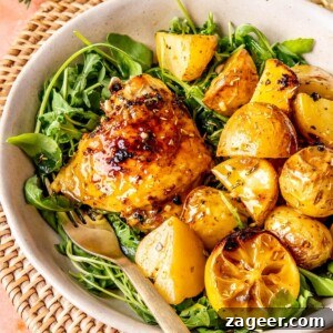 One Pan Roasted Lemon Chicken and Potatoes - Garlicky Herb Perfection