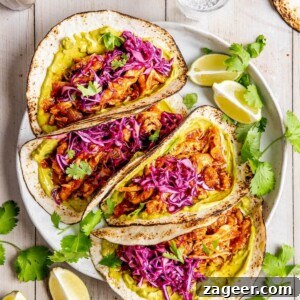 Saucy Braised Chicken Tacos with Crisp Slaw - Easy Taco Night
