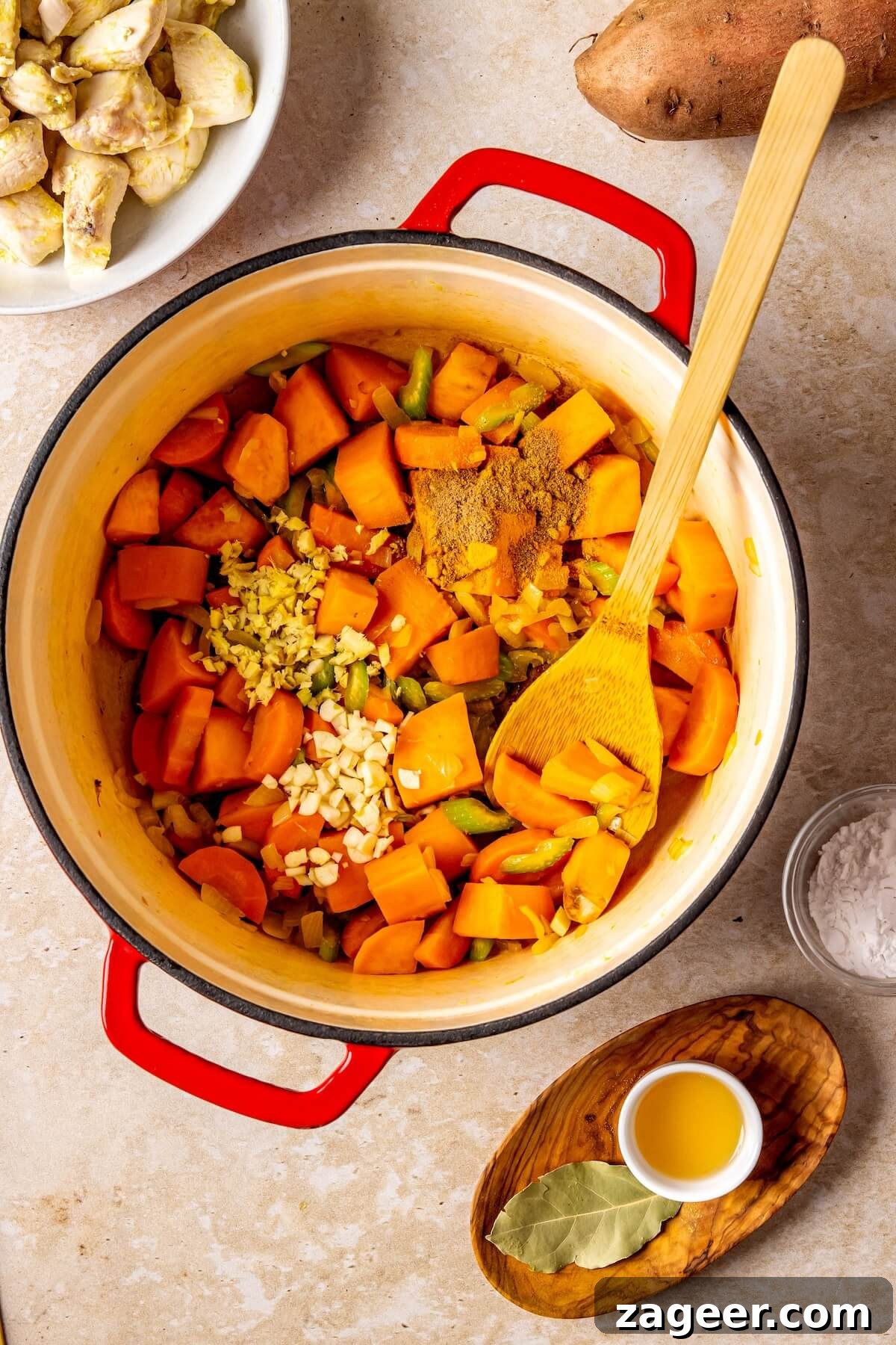 Golden Turmeric Healing Chicken Stew 9 Step 3: Adding spices and returning chicken to the pot