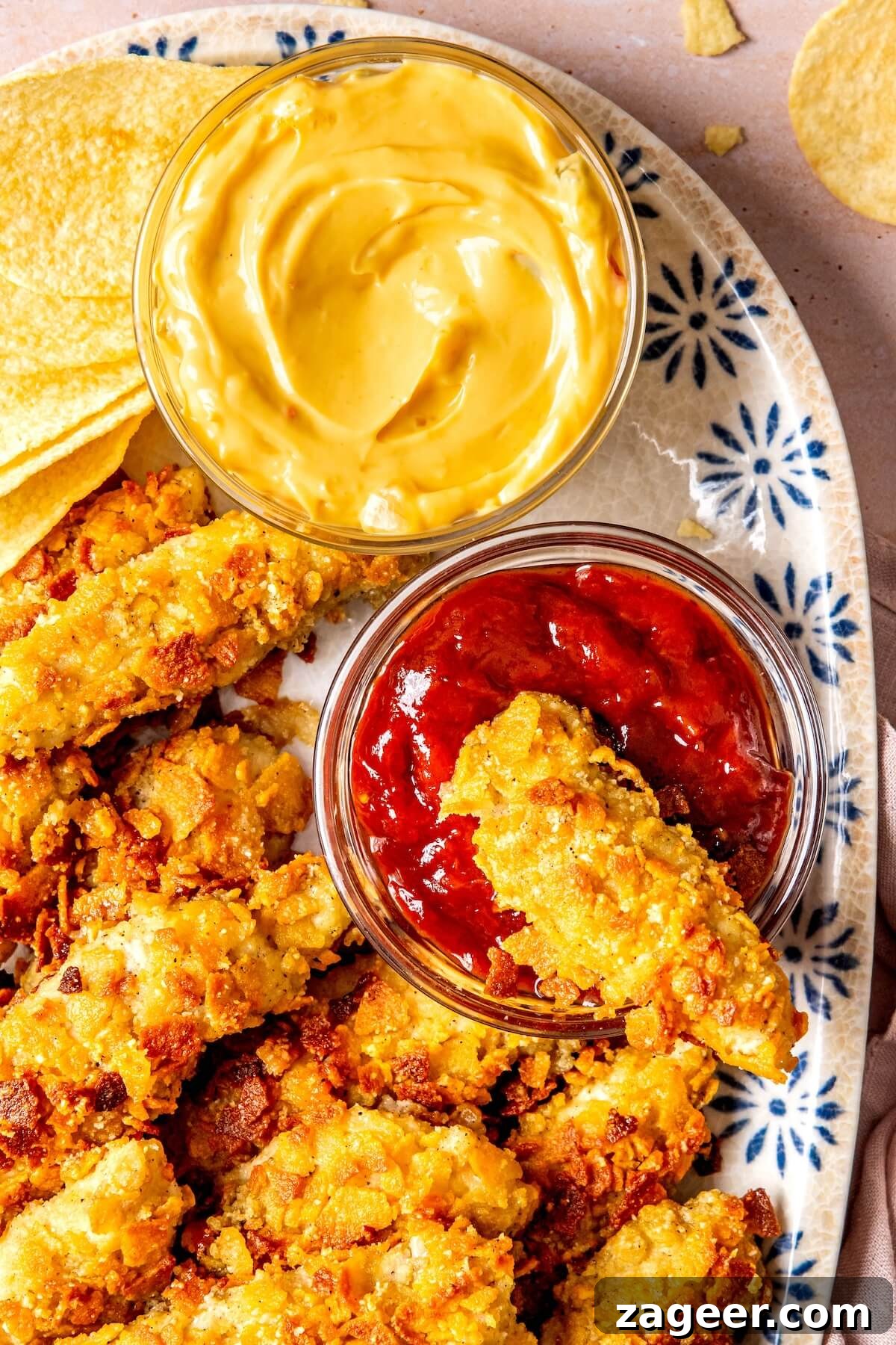 Close-up of potato chip crumbs for chicken tender coating