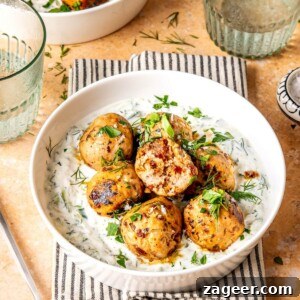 Sun-Dried Tomato Meatballs with Dairy-Free Tzatziki