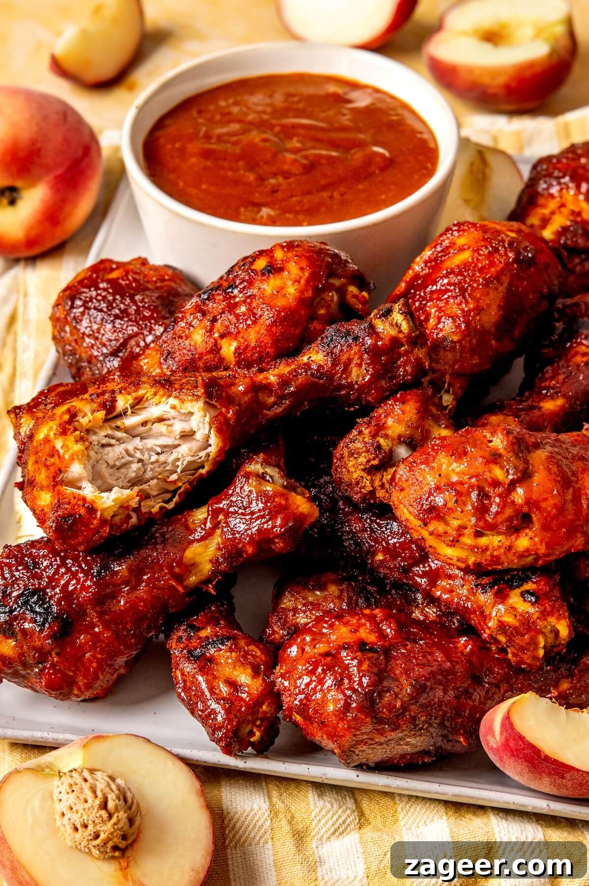 Sweet Peach Glazed Chicken Drumsticks 2 Peach BBQ Sauce Chicken Drumsticks with Homemade Rub - Olivia Adriance